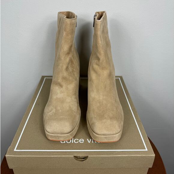 New Dolce Vita Ulyses Platform Bootie in Mushroom Suede Women's Size 9.5 - Picture 2 of 8